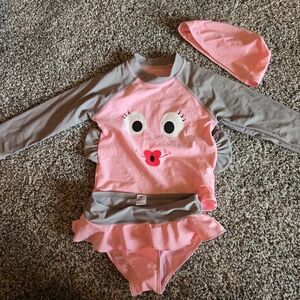 Adorable Girls Matching Swimming Suit, Size 1-2year
